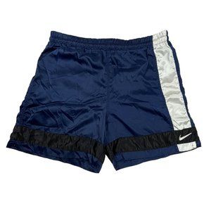 Vintage 90s Nike Gym Shorts Royal Blue Elastic Waist White Stripe Mens Size M